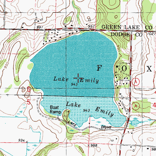 Topographic Map of Lake Emily, WI