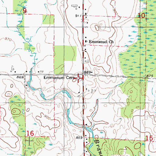Topographic Map of Emmanuel Cemetery, WI