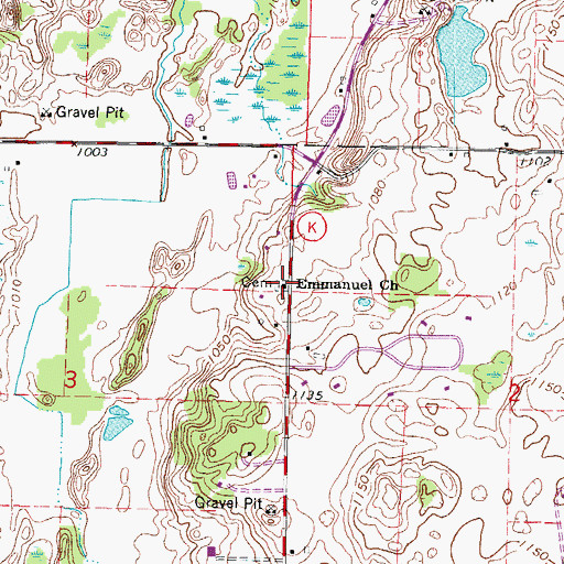 Topographic Map of Emmanuel Church, WI