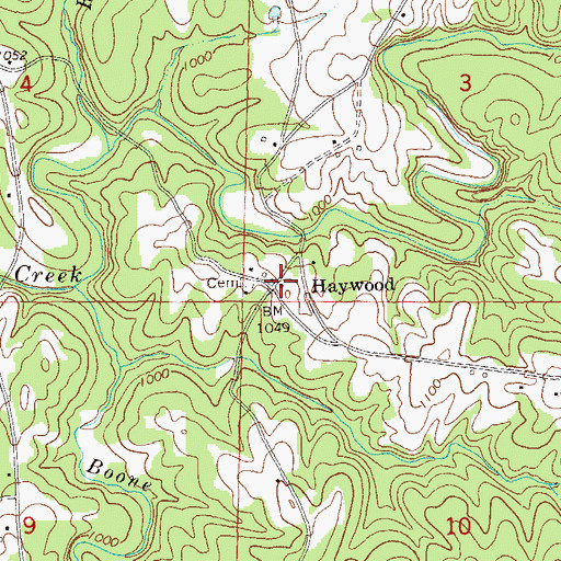 Topographic Map of Haywood, AL