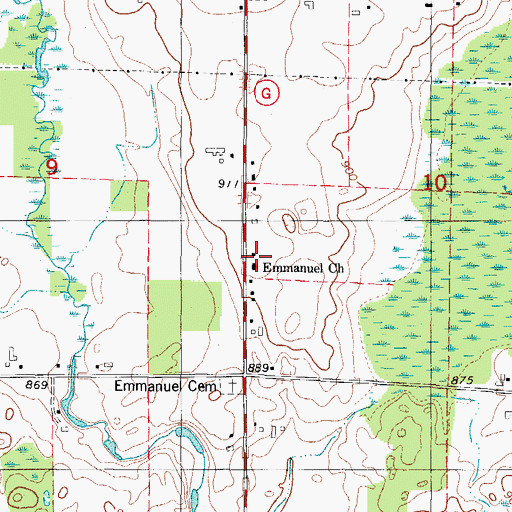 Topographic Map of Emmanuel Church, WI
