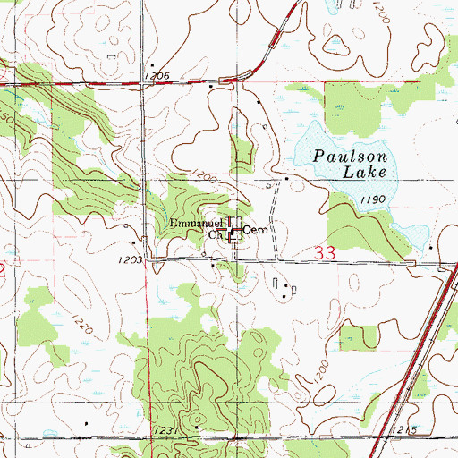 Topographic Map of Emmanuel Church, WI