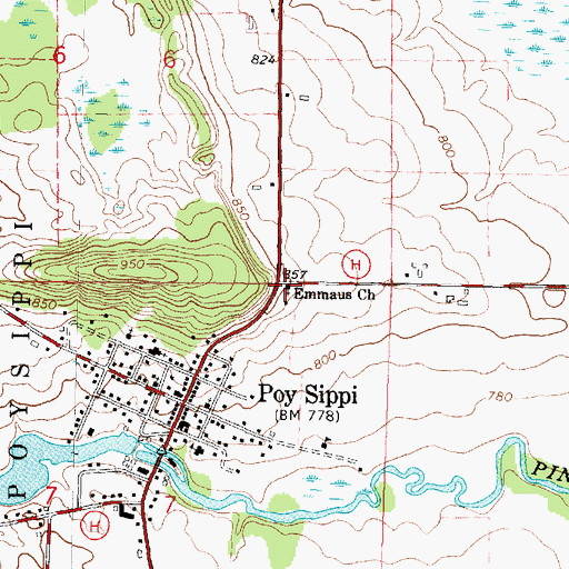 Topographic Map of Emmaus Church, WI