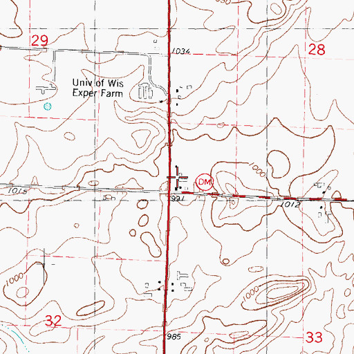 Topographic Map of Empire Prairie School, WI