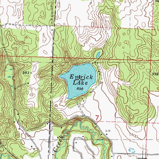 Topographic Map of Emrick Lake, WI