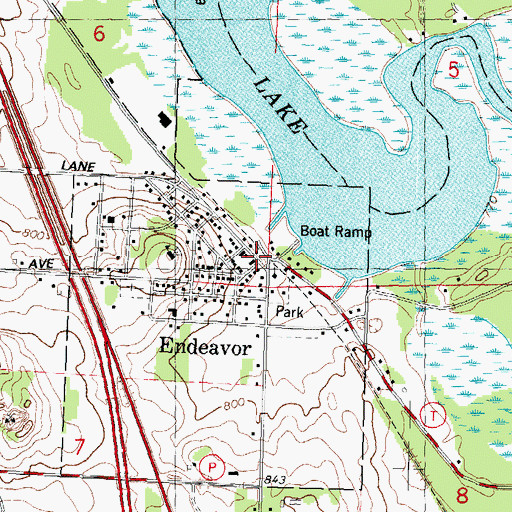 Topographic Map of Endeavor, WI