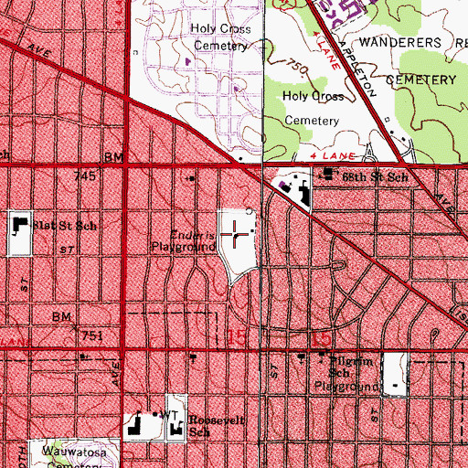 Topographic Map of Enderis Playground, WI