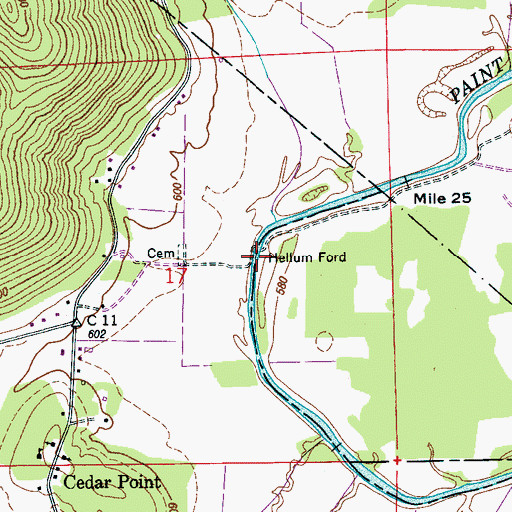 Topographic Map of Hellum Ford, AL
