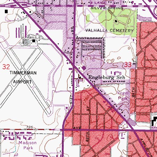 Topographic Map of Engleburg Elementary School, WI