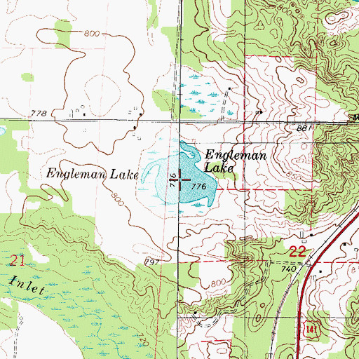Topographic Map of Engleman Lake, WI