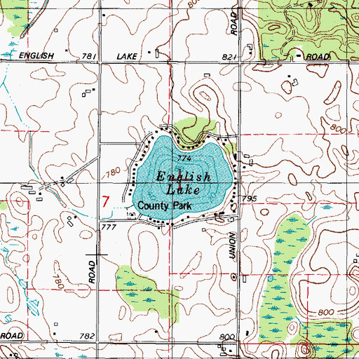 Topographic Map of English Lake, WI
