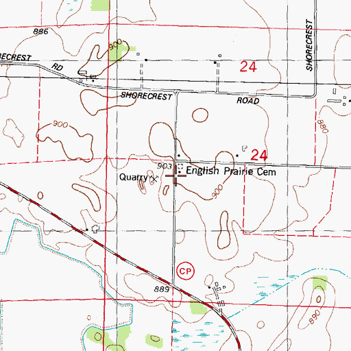 Topographic Map of English Prairie School (historical), WI
