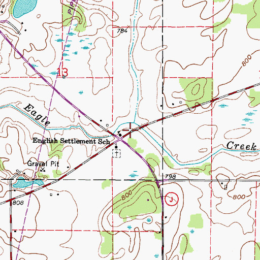 Topographic Map of English Settlement School, WI