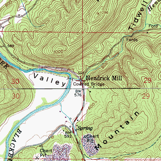 Topographic Map of Hendrick Mill, AL