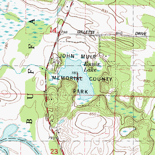 Topographic Map of Ennis Lake, WI