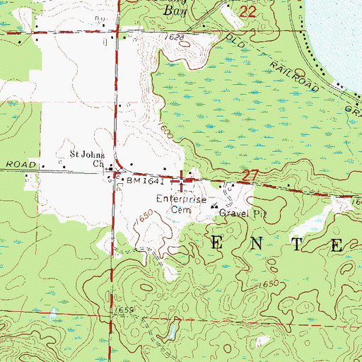 Topographic Map of Enterprise Cemetery, WI