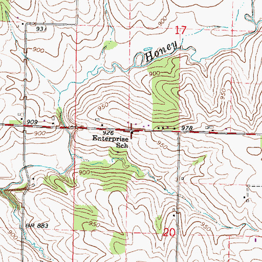 Topographic Map of Enterprise School, WI