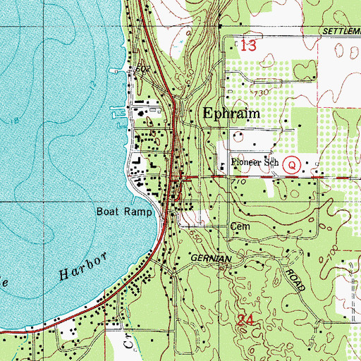 Topographic Map of Ephraim, WI