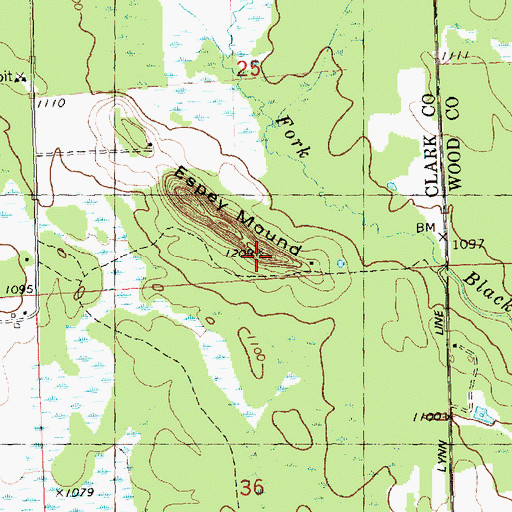 Topographic Map of Epsey Mound, WI