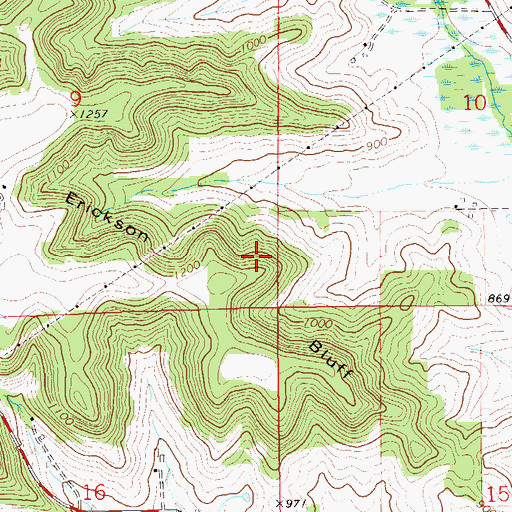 Topographic Map of Erickson Bluff, WI