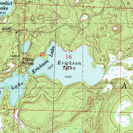 Topographic Map of Erickson Lake, WI