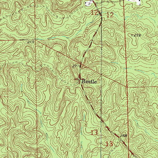Topographic Map of Hestle, AL