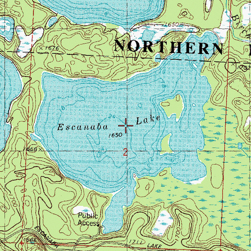 Topographic Map of Escanaba Lake, WI