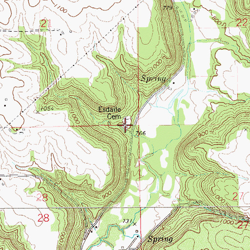 Topographic Map of Esdaile Cemetery, WI