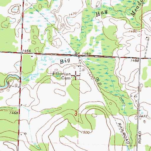 Topographic Map of Estonian Cemetery, WI