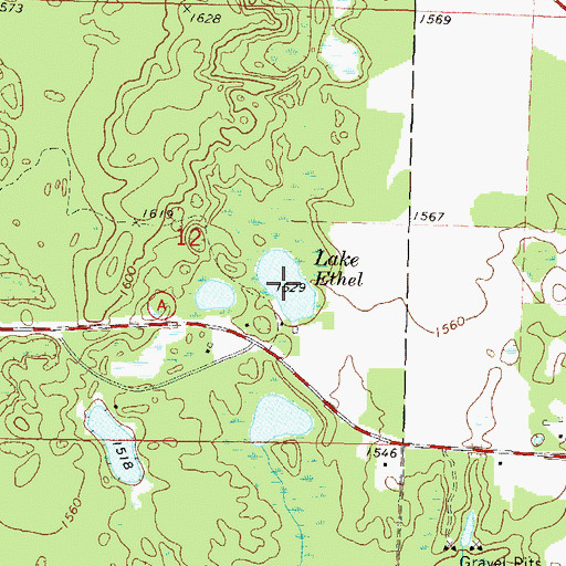 Topographic Map of Lake Ethel, WI
