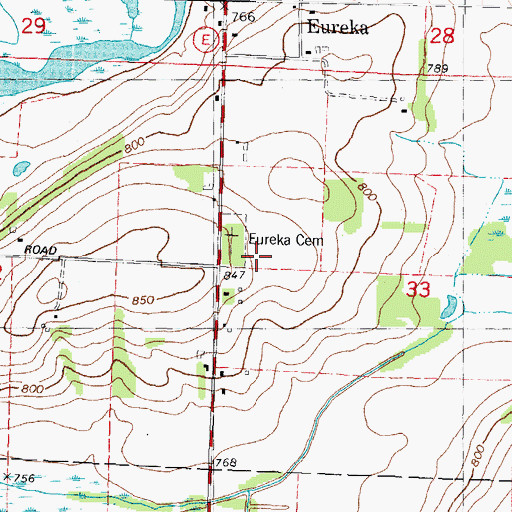 Topographic Map of Eureka Cemetery, WI