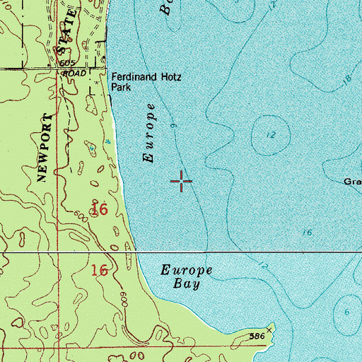 Topographic Map of Europe Bay, WI