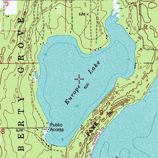 Topographic Map of Europe Lake, WI