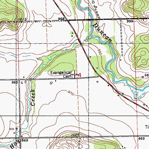 Topographic Map of Evangelical Cemetery, WI