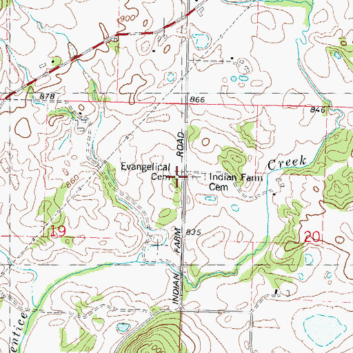 Topographic Map of Evangelical Cemetery, WI
