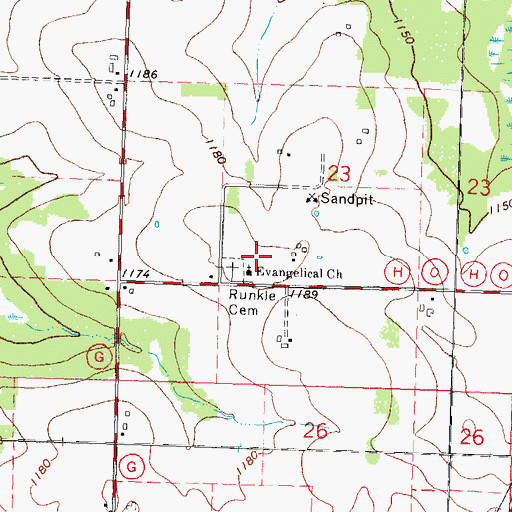 Topographic Map of Evangelical Church, WI