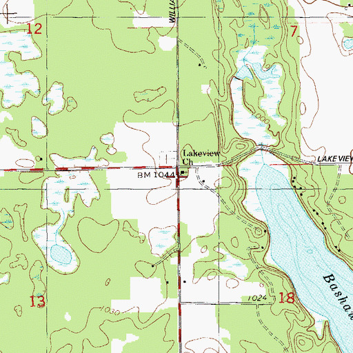 Topographic Map of Lakeview United Methodist Church, WI