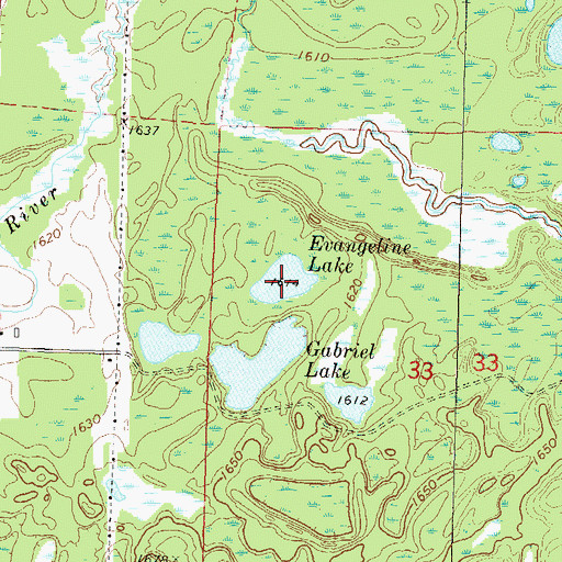 Topographic Map of Evangeline Lake, WI