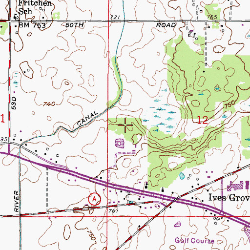 Topographic Map of Evans County Park, WI