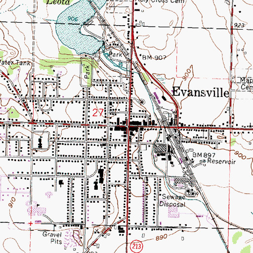 Topographic Map of Evansville, WI
