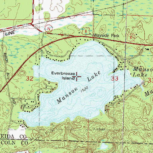 Topographic Map of Everbreeze Island, WI