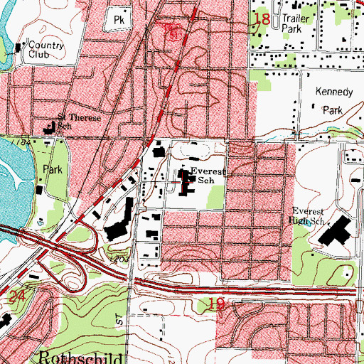 Topographic Map of D C Everest Junior High School, WI