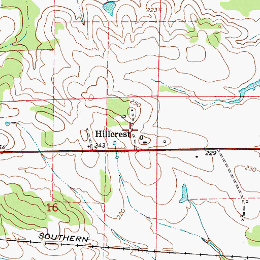 Topographic Map of Hillcrest, AL