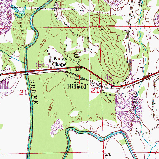 Topographic Map of Hilliard, AL