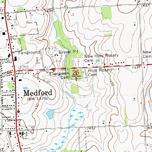 Topographic Map of Evergreen Cemetery I, WI