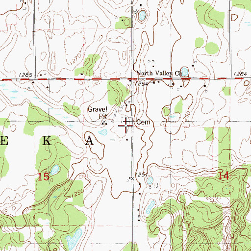 Topographic Map of Evergreen Cemetery, WI