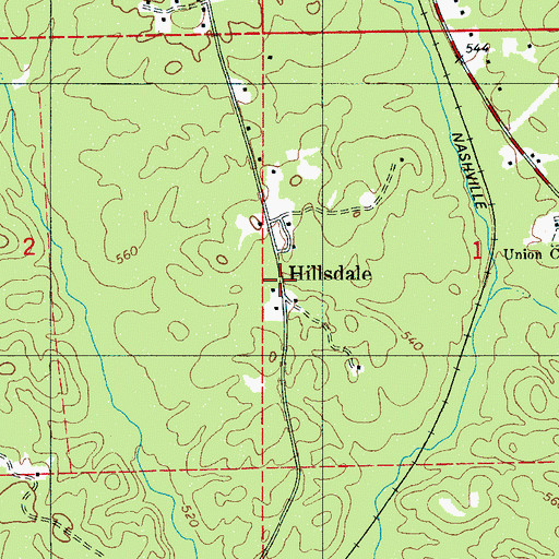 Topographic Map of Hillsdale, AL