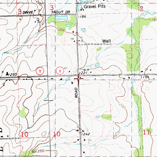 Topographic Map of Evergreen Hill School, WI