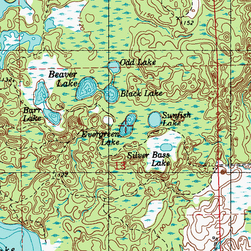 Topographic Map of Evergreen Lake, WI