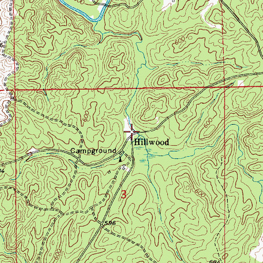 Topographic Map of Hillwood, AL